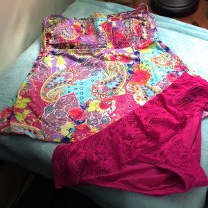 Kenneth Cole Halter Tankini & Ruffle Bikini. NWT